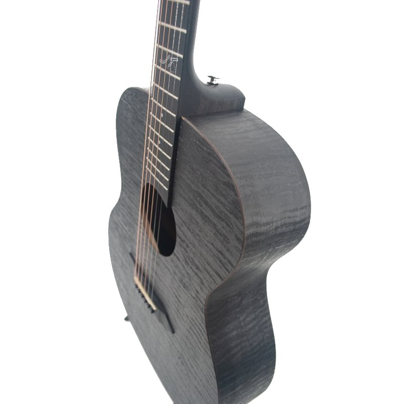 Jay Turser - JTA54F-LX Full-Size Folk HPL Acoustic Guitar - Quilted Satin Black