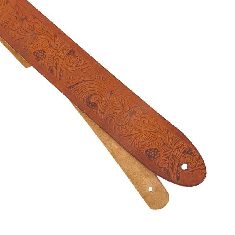 Profile - 2.5" Cognac Leather Strap with Hot Press Design #PGS-EBL-6100-CG