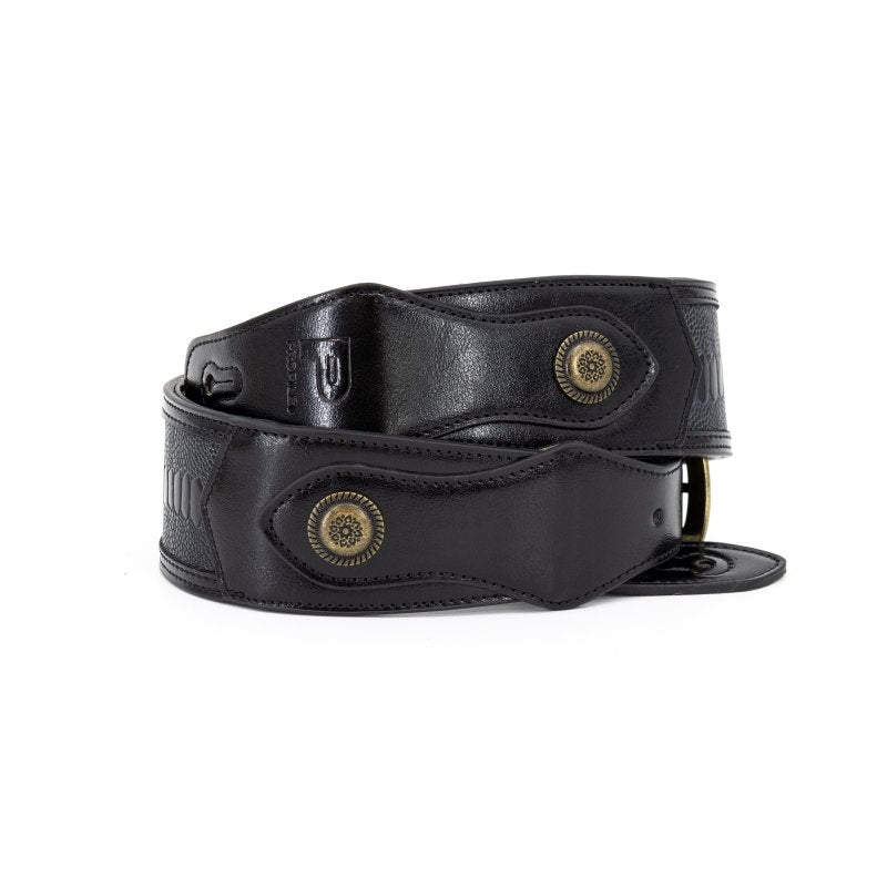 Profile - Black Western Strap with Brass Buckle and Crocodile Pattern #PGS-EGL-6500-BK