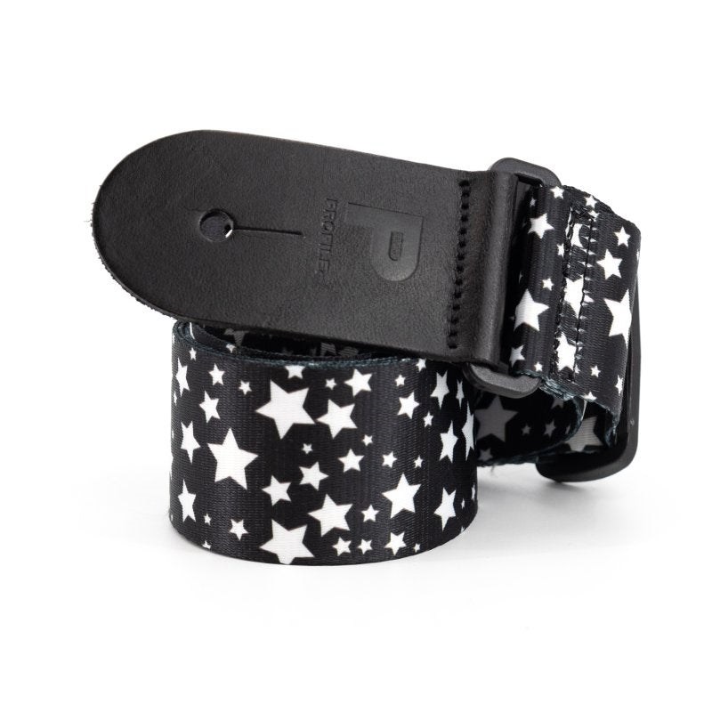 Profile - Terylene Black with White Star Pattern Printed Strap #PGS-NY-1000-BWS