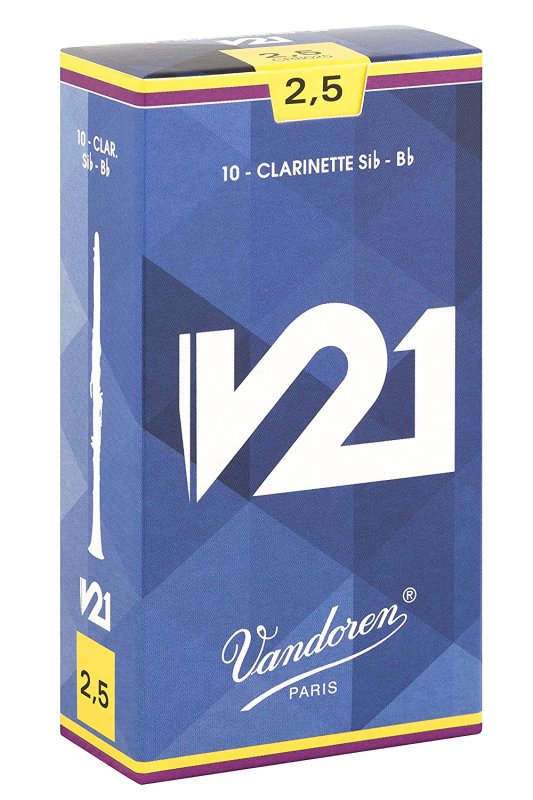 Vandoren - Bb Clarinet V21 Reeds Strength 2.5, Box of 10 #CR8025
