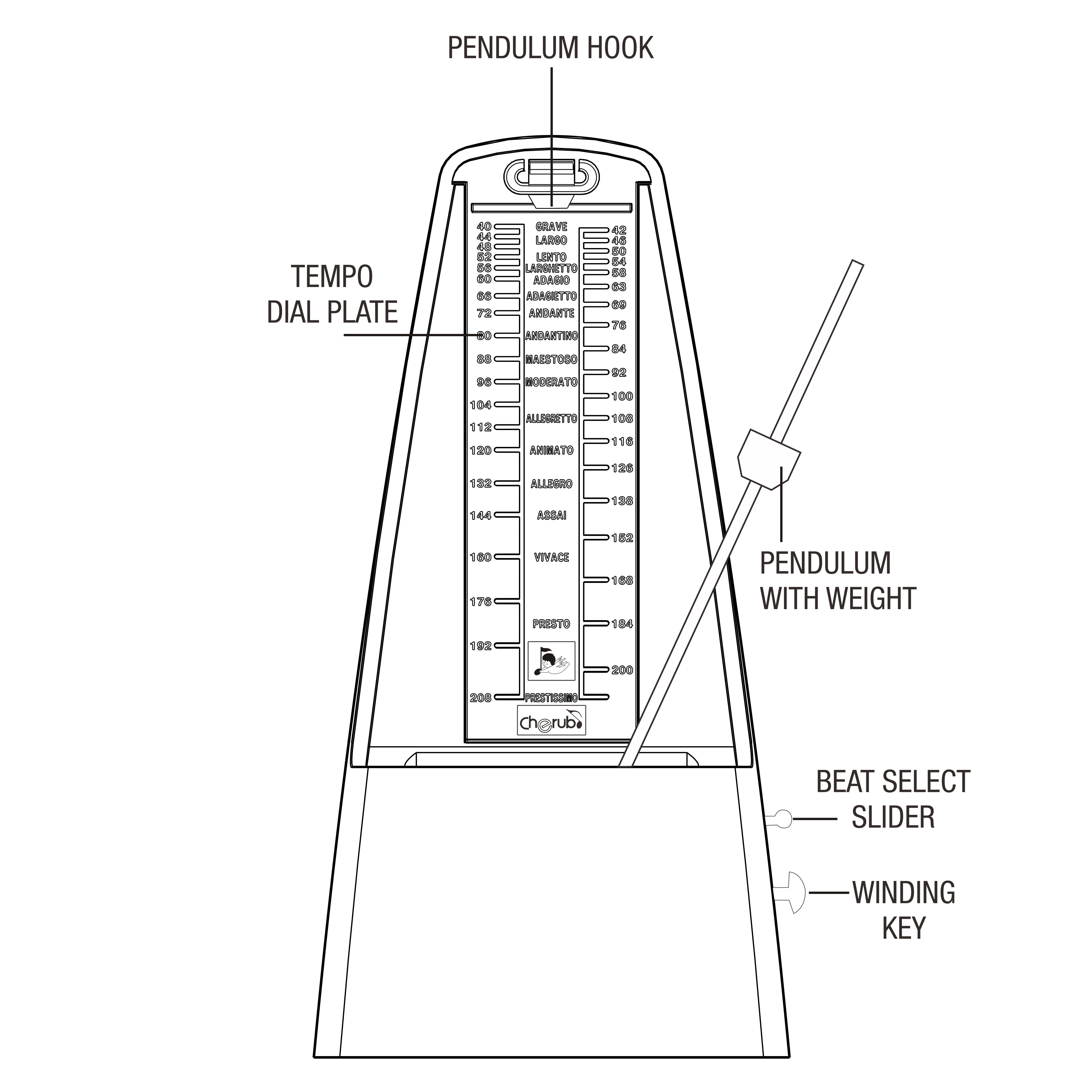 Cherub - Mechanical Metronome Black #WSM-305