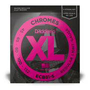 D’Addario – 5-String 45-132 Long Scale Bass Flat Wound Chromes – Regular Light ECB81-5