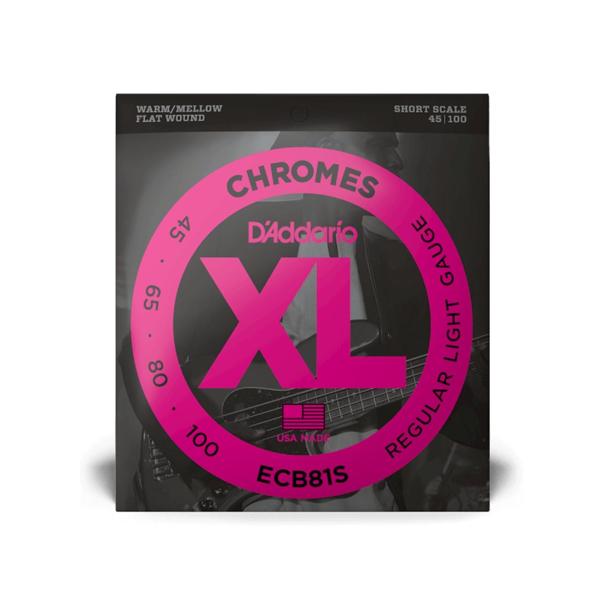 D'Addario - 45-100 Regular Light Short Scale Bass Strings - ECB81S