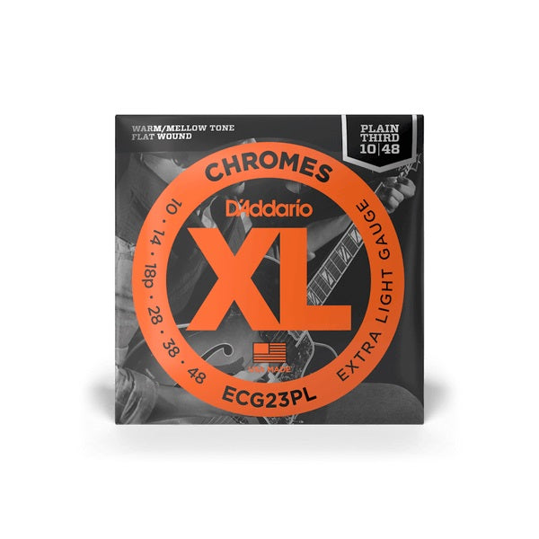 D'Addario - 10-48 Plain Third Flatwound Chromes - Extra Light #ECG23PL — 1
