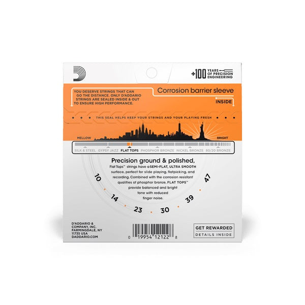 D’Addario – 10-47 Flat Tops Phosphor Bronze – Extra Light #EFT15 — 2
