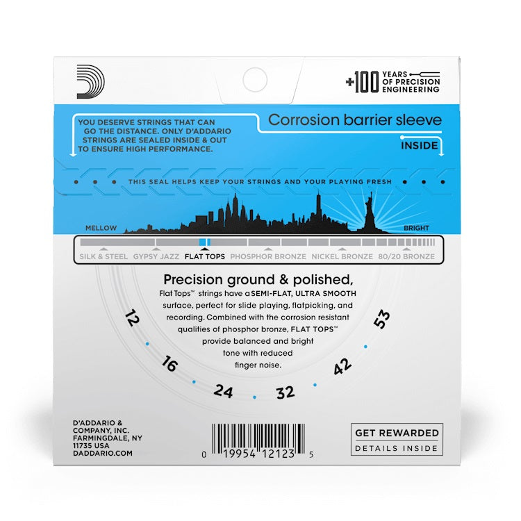 D’Addario – 12-53 Flat Tops Phosphor Bronze – Regular Light EFT16