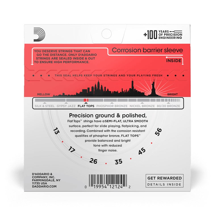 D’Addario – 16-56 Flat Tops Phosphor Bronze – Medium EFT17