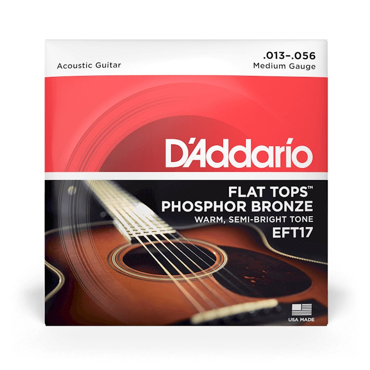 D’Addario – 16-56 Flat Tops Phosphor Bronze – Medium EFT17