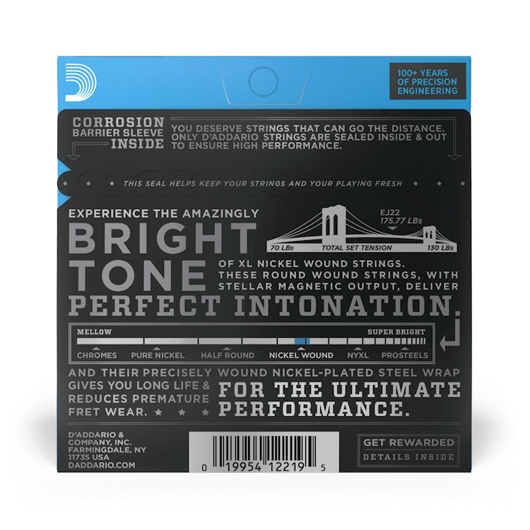 D'Addario - 13-56 Electric Wound 3rd Nickel Wound - Jazz Medium EJ22