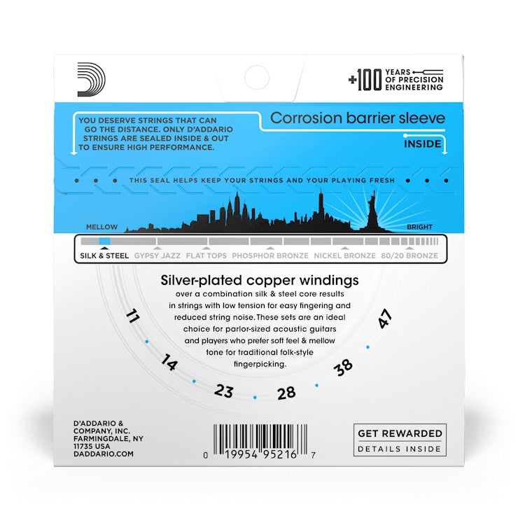D'Addario - 11-47 Silk & Steel - Light EJ40