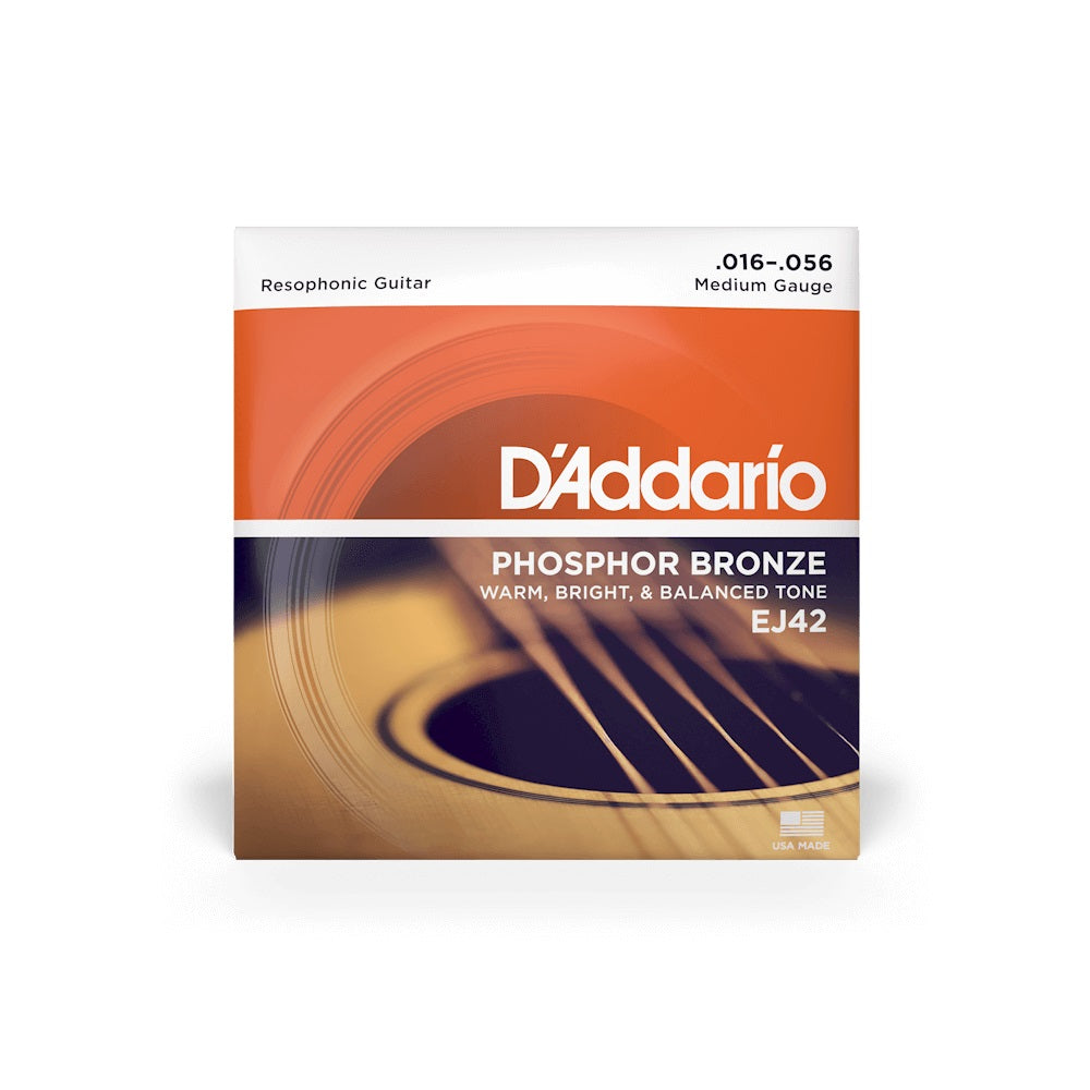 D'Addario - 16-56 Resophonic Phosphor Bronze Guitar Strings - Medium Gauge #EJ42