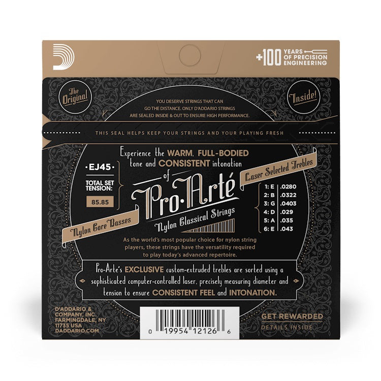 D’Addario – Normal Tension Nylon Core Classical Guitar Strings – EJ45