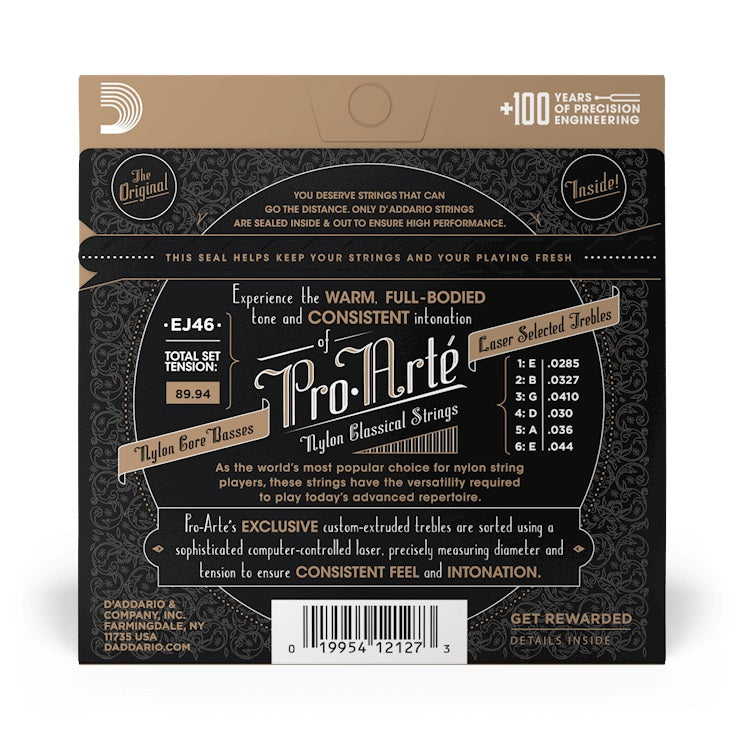 D’Addario – Hard Tension Nylon Core Classical Guitar Strings – EJ46
