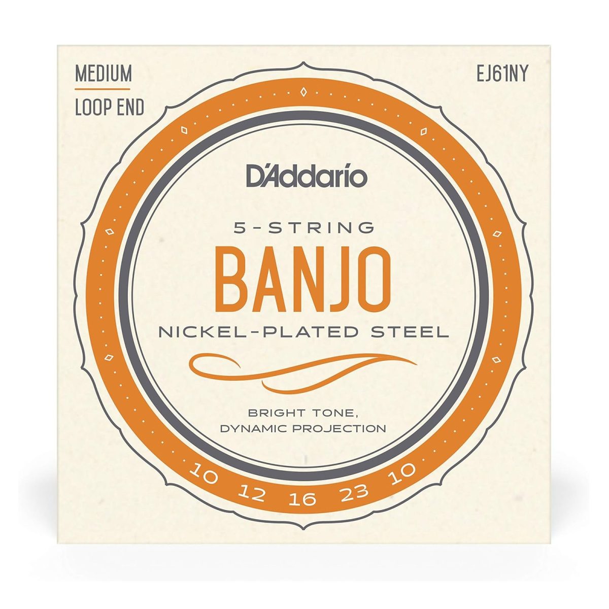 D'Addario - 5-String 10-23 Banjo Nickel-Plated Steel Loop End - Medium EJ61NY