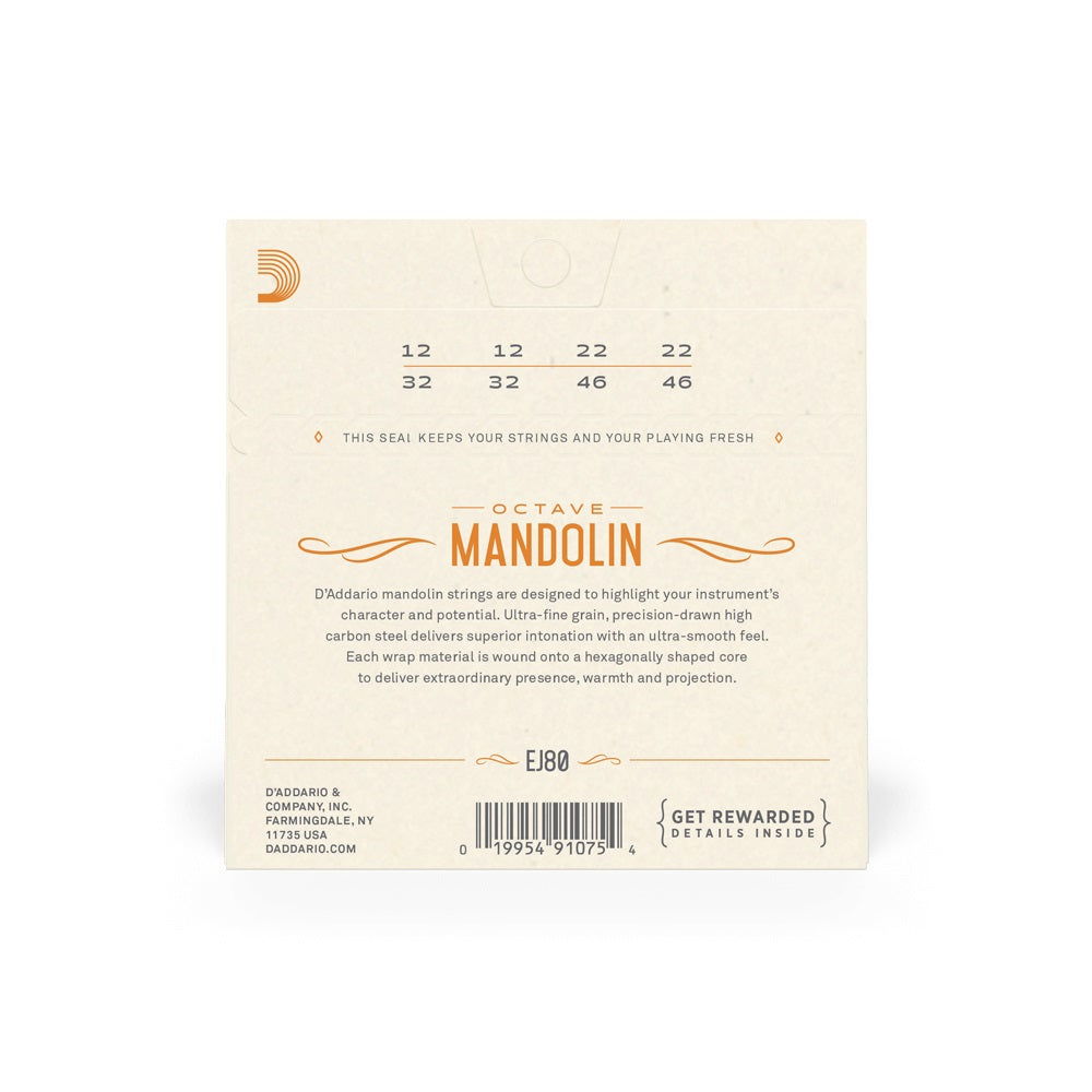 D'Addario - 12-46 Octave Mandolin Loop End Phosphore Bronze - Medium #EJ80