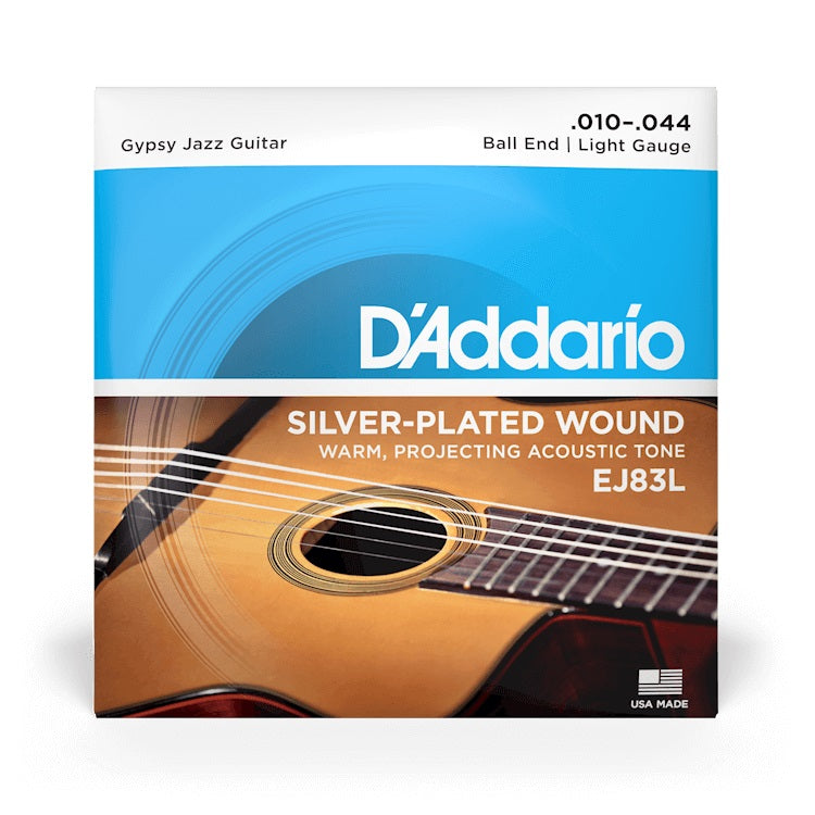 D'Addario - 10-44 Silver Plated Wound Ball End - Gypsy Jazz Regular Light EJ83L