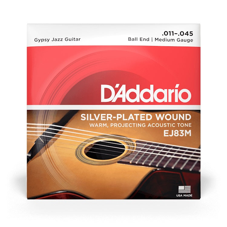 D'Addario - 11-45 Silver-Plated Wound Ball End - Medium Gypsy Jazz EJ83M
