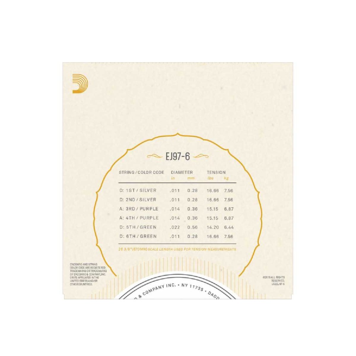D'Addario - Greek Bouzouki 6-String Set - EJ97-6 Specs
