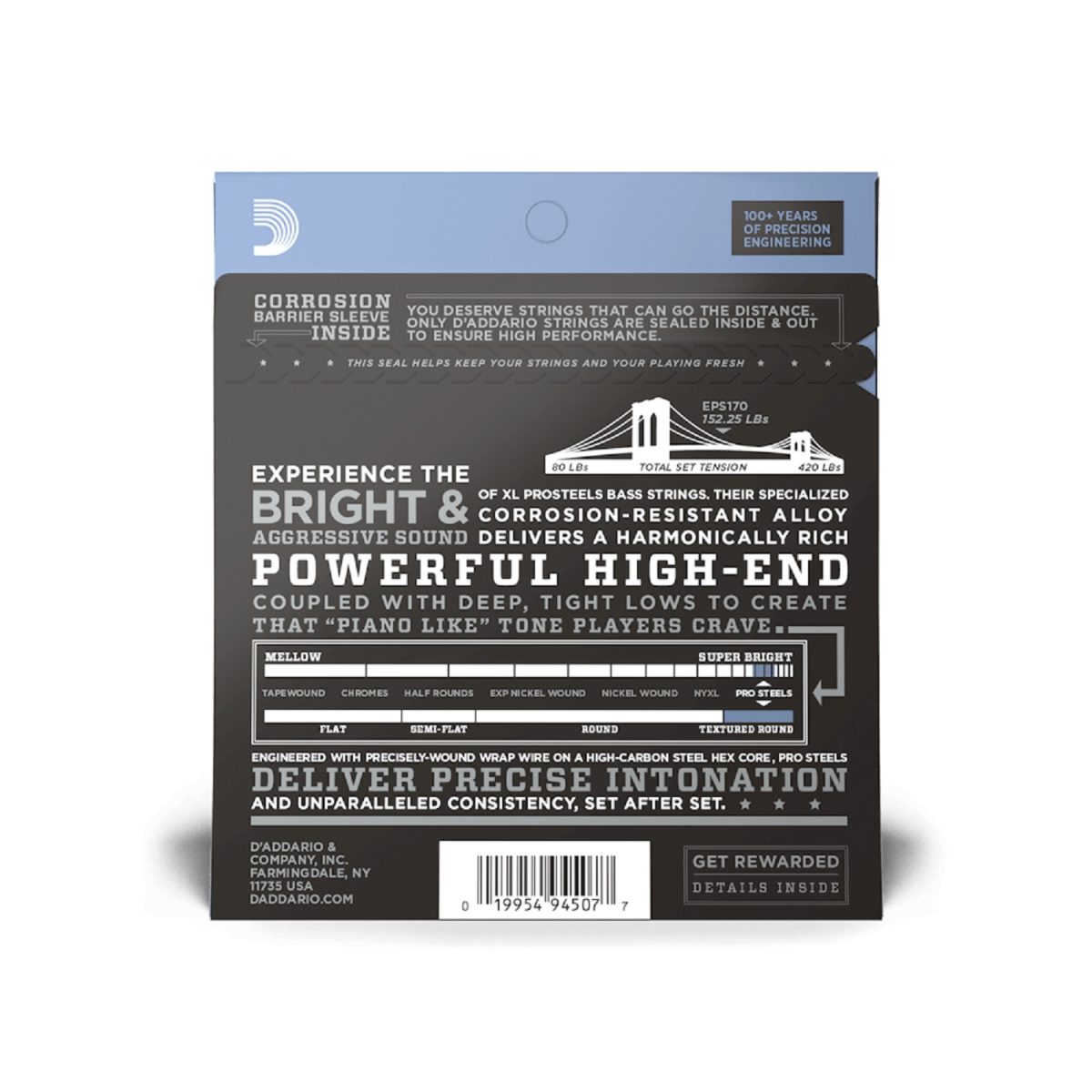 D'Addario - 45-100 Regular Light Long Scale Bass Strings - EPS170 Back