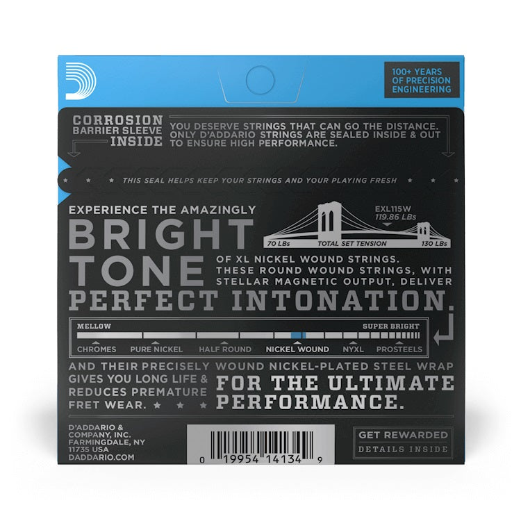 D'Addario - 11-49 Wound 3rd Electric Nickel Wound - Medium EXL115W