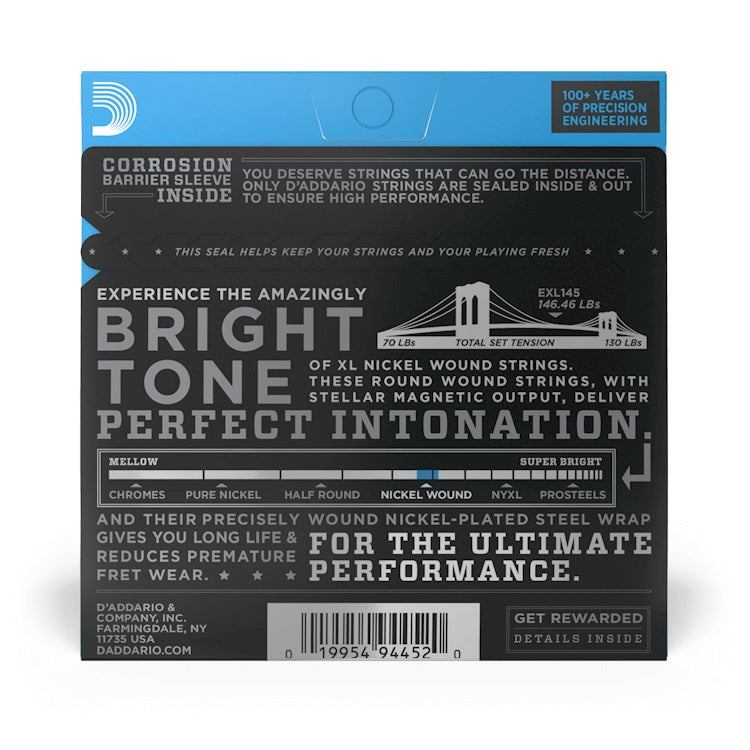 D'Addario - 12-54 Plain 3rd Electric Nickel Wound - Heavy EXL145