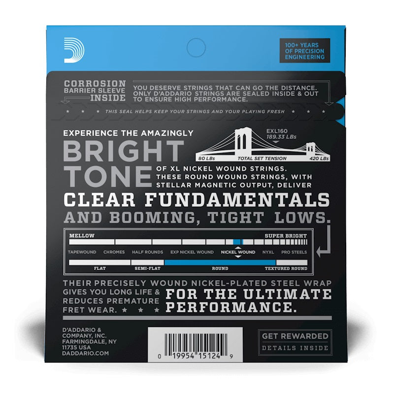 D'Addario - 50-105 Long Scale Bass Strings - Medium EXL160