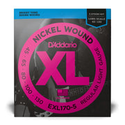 D'Addario - 5-String 45-130 Long Scale Bass Strings - Regular Light EXL170-5