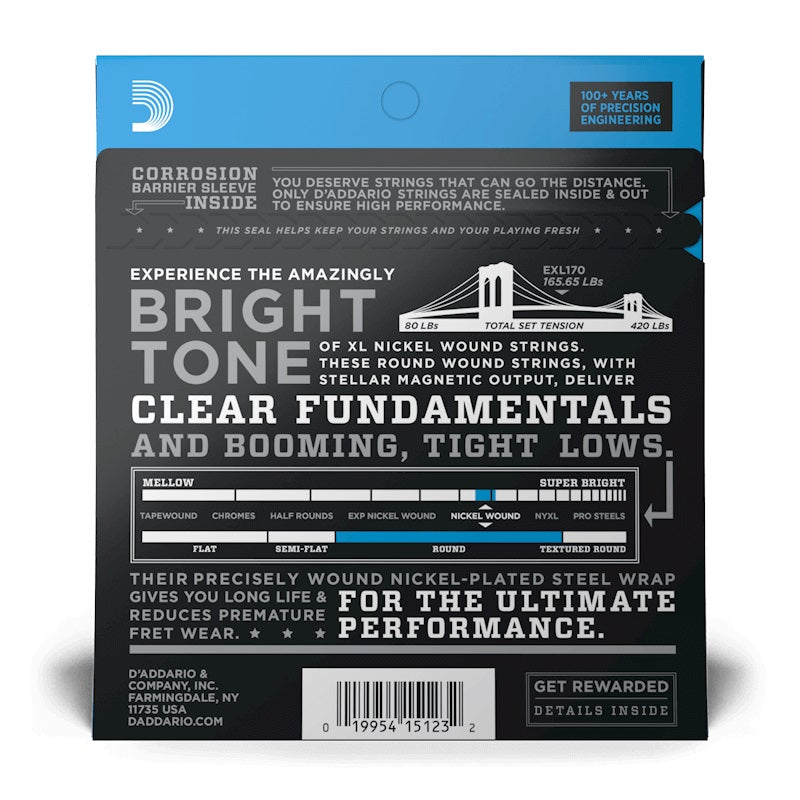 D'Addario - 45-100 Long Scale Bass Strings - Regular Light EXL170