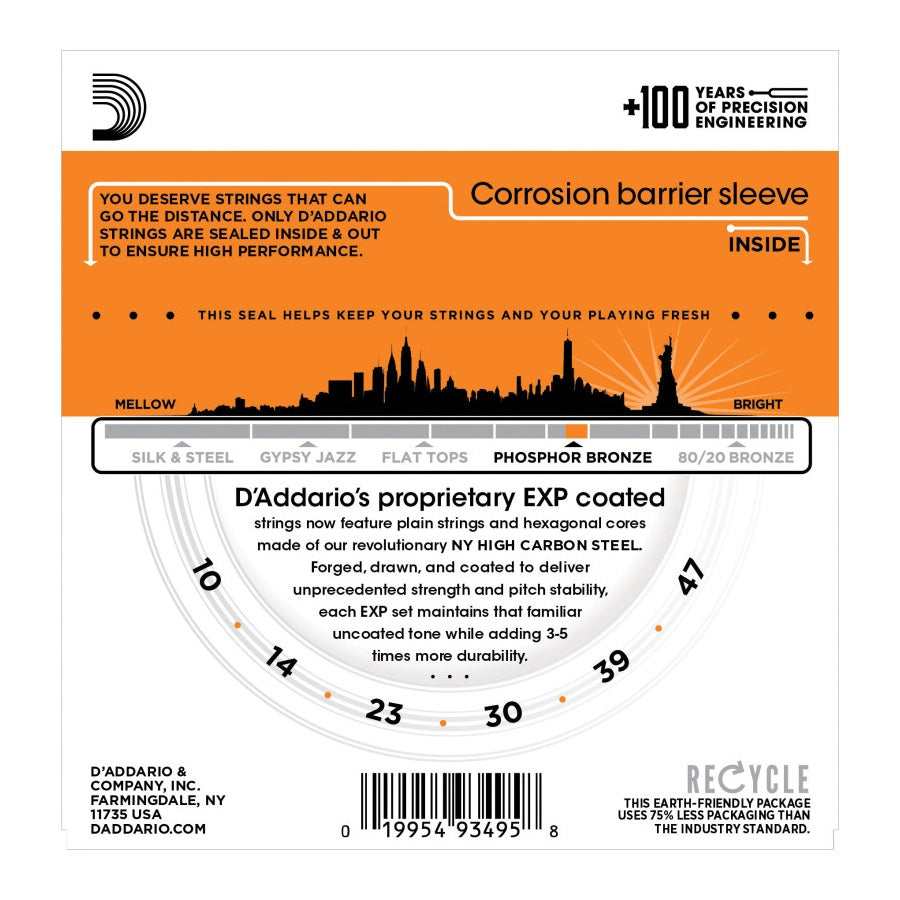 D'Addario - 10-47 Coated Phosphor Bronze - Extra Light EXP15