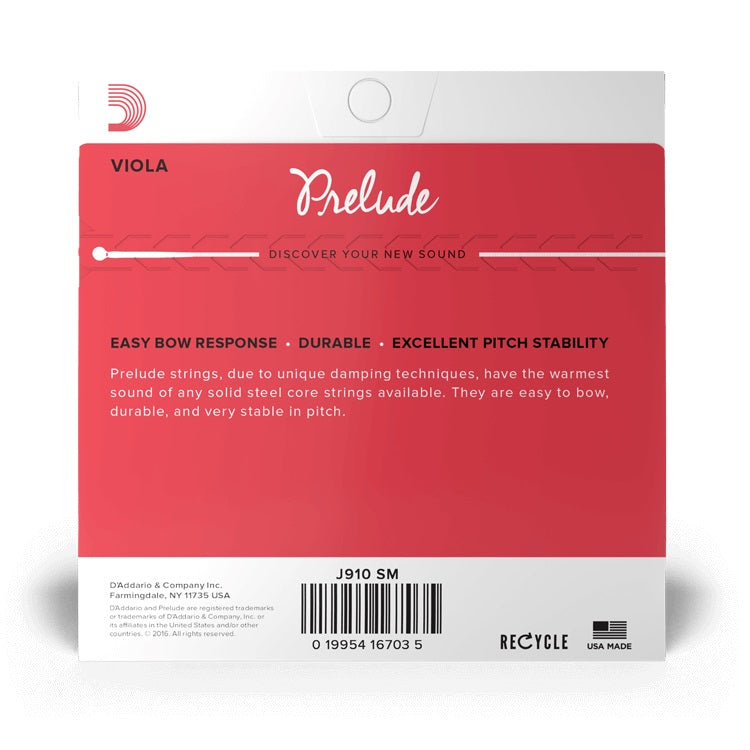D'Addario - Prelude Viola String Set - Short Scale / Medium Tension J910 SM