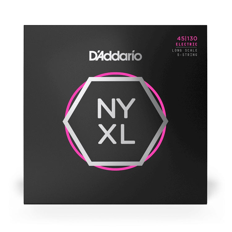 D'Addario - NYXL 5-String 45-130 Long Scale Bass Nickel Plated Steel - Regular Light