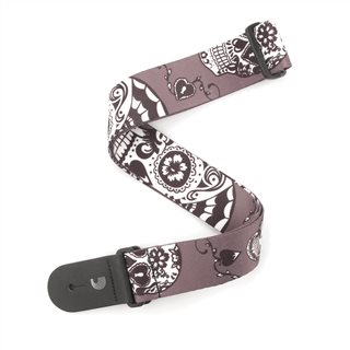 D'Addario - 2" Black Sugar Skulls Woven Guitar Strap #P20W1412