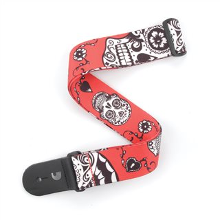D'Addario - 2" Red Sugar Skulls Woven Guitar Strap #P20W1414