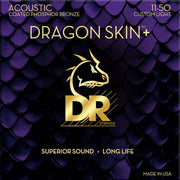 DR - DRAGON SKIN+ Coated Phosphor Bronze Acoustic Guitar Strings, Custom Light (11-50) #DAP-11