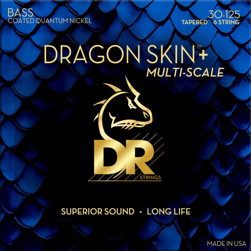 DR - DRAGON SKIN+ Coated Quantum Nickel 6-String Electric Bass Strings, Medium Multi-Scale (30-125) #DBQM6-30