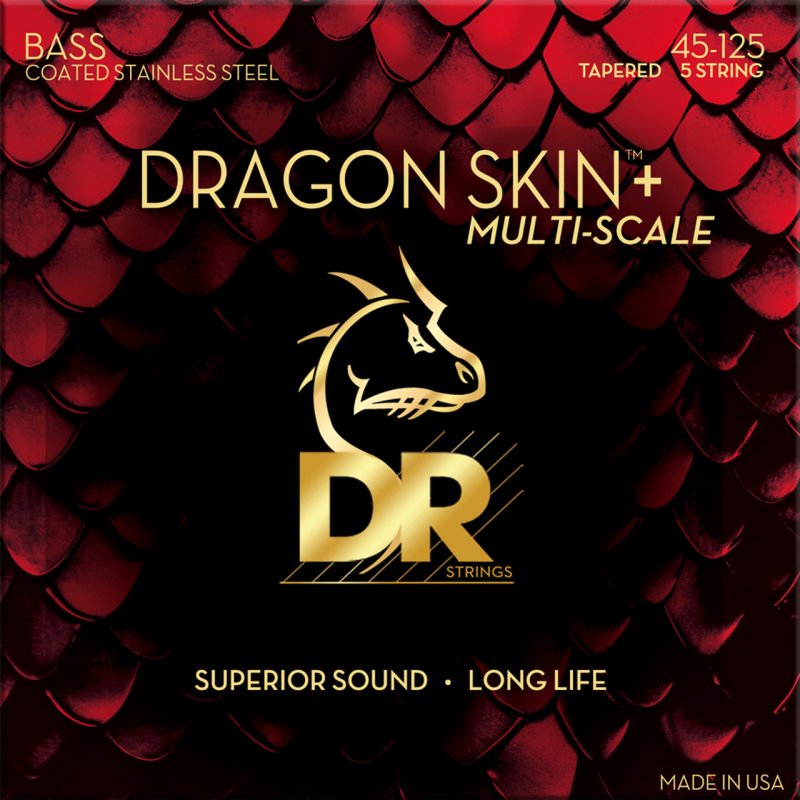 DR - DRAGON SKIN+ Coated Stainless Steel 5-String Electric Bass Strings, Medium Multi-Scale (45-125) #DBSM5-45