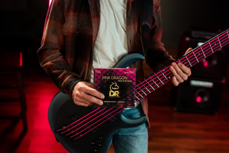 DR - Pink Dragon 4-String Pink Coated Silver-Plated Steel Bass String 45-105 #DBSMP-45