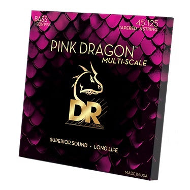 DR - Pink Dragon 4-String Pink Coated Silver-Plated Steel Bass String 45-105 #DBSMP-45
