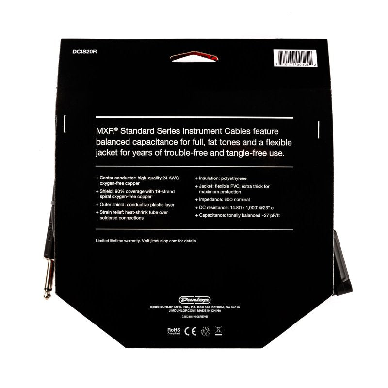MXR - MXR 20 Ft Standard Instrument Cable, Right / Straight #DCIS20R