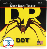 DR - Drop-Down Tuning Nickel Plated Steel Electric Guitar Strings, Heavy, 3 Pack (.011-.054) #DDT-11-3PK