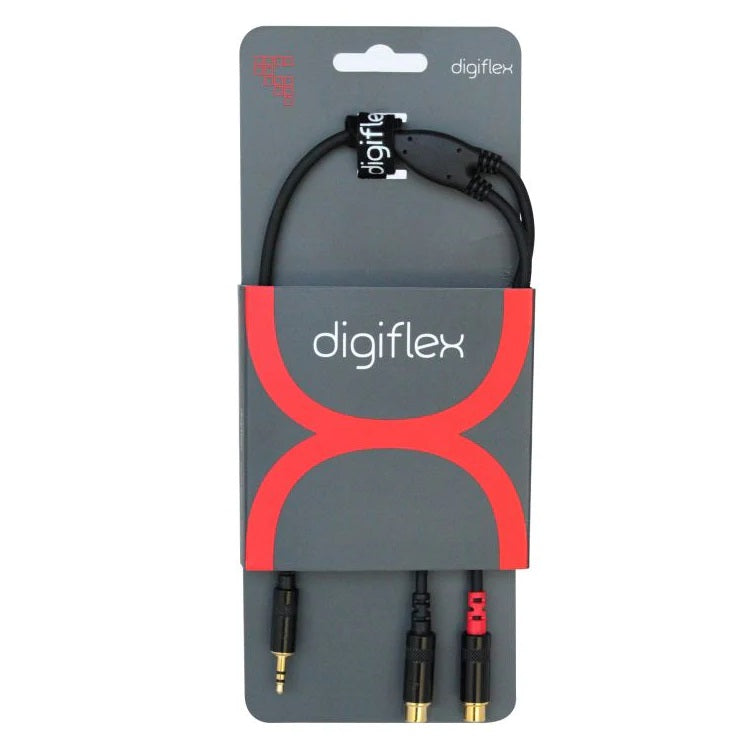 Digiflex - 1' HIN 1K2R 1/8 TRS to dual RCAF Performance Series Insert Cables - HIN-1K-2RF-1