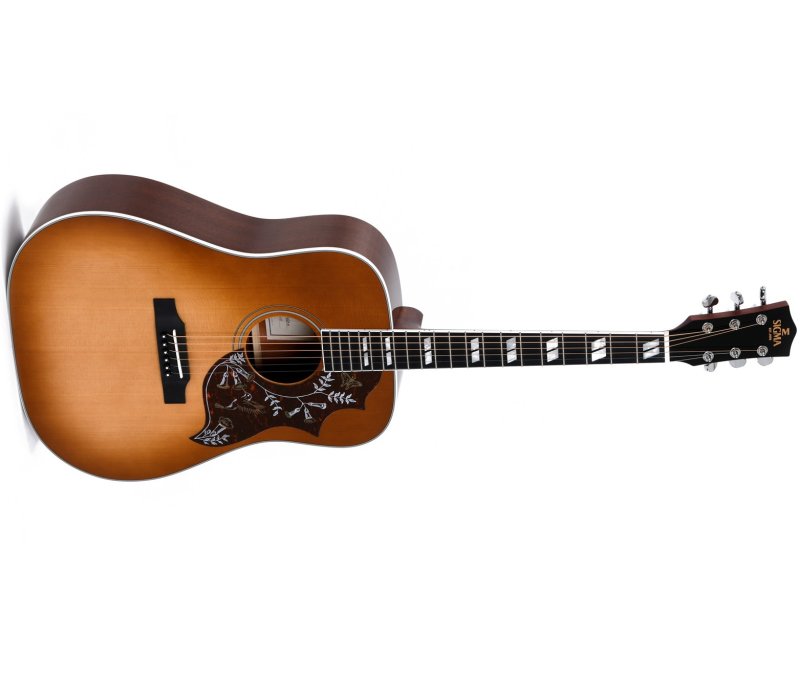 Sigma - SG Series Dreadnought Acoustic-Electric Guitar With Case, Polished Gloss with Heritage Cherry Sunburst #DM-SG5
