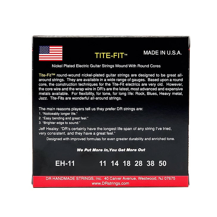 DR - 11-50 TITE-FIT™ Heavy Nickel Plated Electric Guitar Strings - EH-11 Back