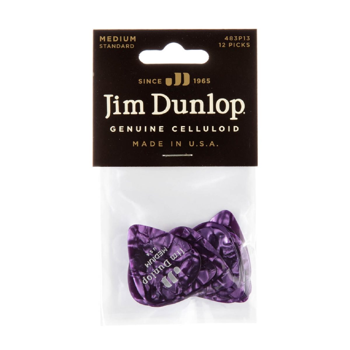 Dunlop - Medium Celluloid Purple Pearloid Pick - 12 Pack