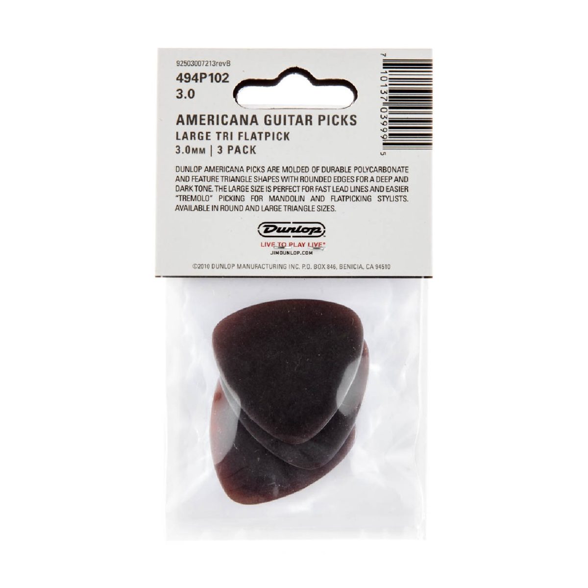 Dunlop - 3.0mm Americana Large Triangle Pick - 494P102 Back