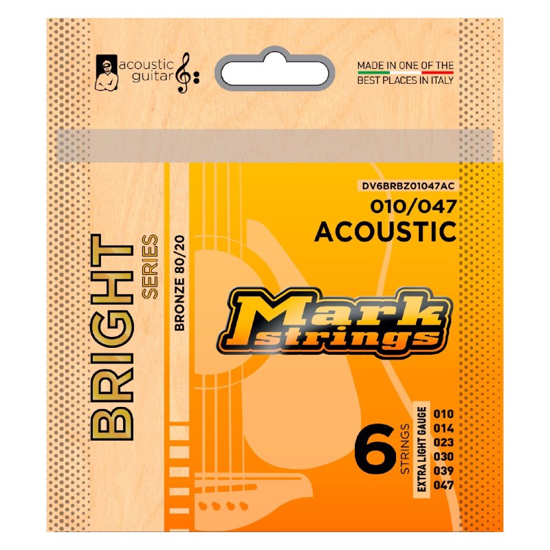 DV Mark - Bright Series Bronze 80/20 Acoustic Guitar String Set, Extra Light (10-47) #DV6BRBZ01047AC
