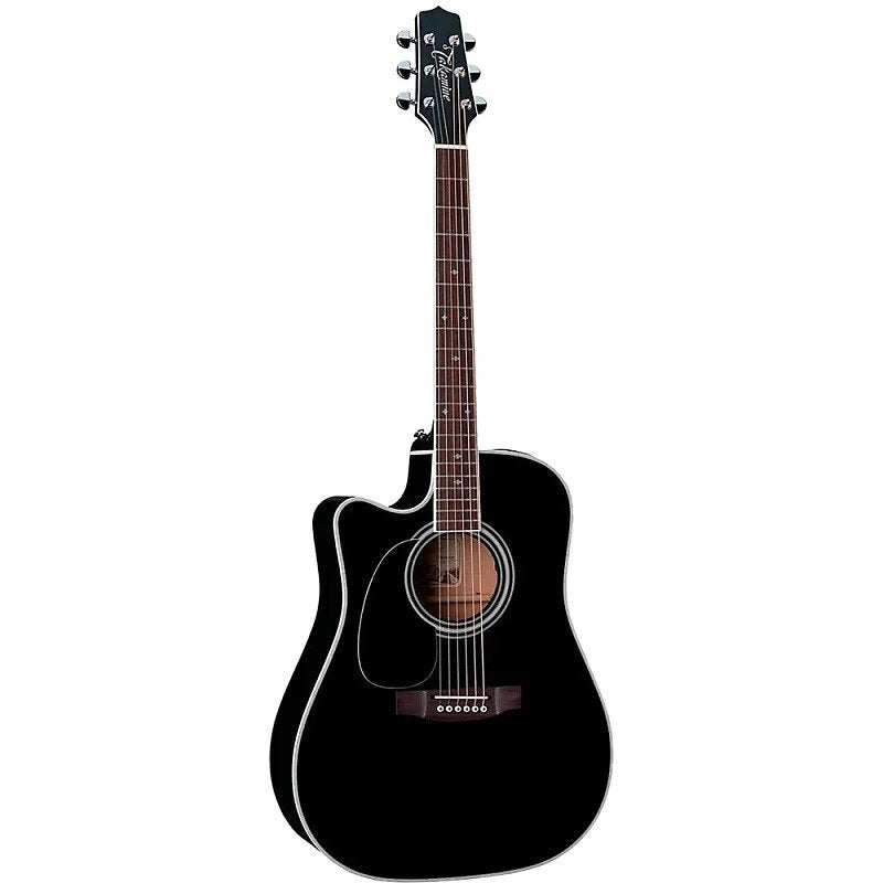 Takamine - Left-Handed Dreadnought Acoustic Electric Guitar With Case, Black #EF341DX-LH
