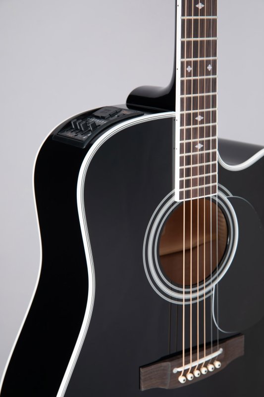Takamine - Pro Series Dreadnought Acoustic Electric Guitar With Case, Black #EF341SC