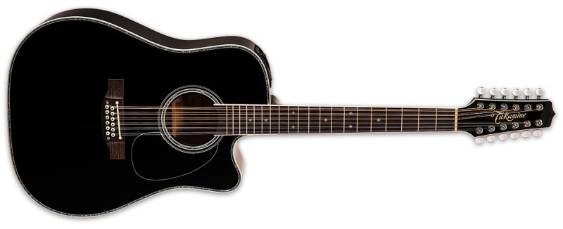 Takamine - 12-string Dreadnought Acoustic Electric Guitar, Black #EF381DX